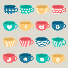 set of cups in a different pattern