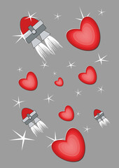 Herz, Rakete und der Sternenhimmel. © B#P