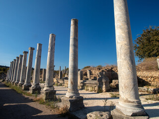 Perge, an ancient Greek city in Anatolia, a large site of ancient ruins, now in Antalya Province on the Mediterranean coast of Turkey