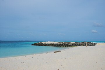 Beautiful beach of Fulidhoo, Maldives during sunny afternoon.
