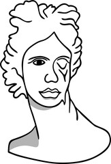 Greek sculpture trippy. Statues figures columnar arms and legs stucco. psychedelic trip style. In black and white..