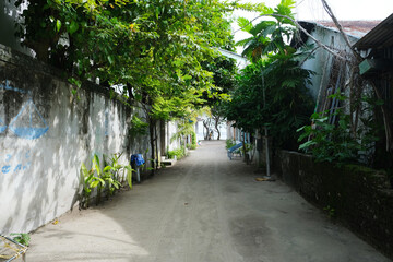 The resident area of Fulidhoo. Fulidhoo is the most northern of the inhabited islands of Vaavu Atoll in the Maldives.