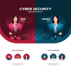 The cyber security department team designs templates, for banners or infographics