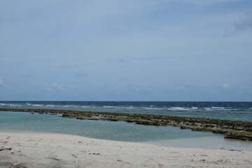 Beautiful beach of Fulidhoo, Maldives during sunny afternoon.