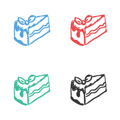 Birthday cake icon, cake Icon, cake slice icon, birthday cake logo, vector icons in multiple colors 