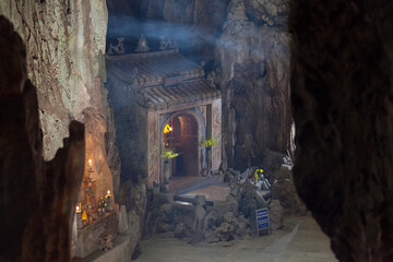 Shrine inside of the Huyen Khong Cave in Da Nang