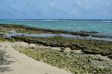 Beautiful beach of Fulidhoo, Maldives during sunny afternoon.