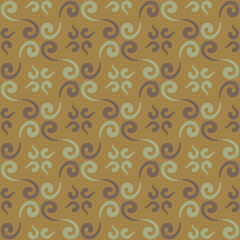 Seamless tile pattern in traditional style. Simple abstract spiral shapes. Flat vector graphics.