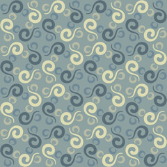 Seamless tile pattern in traditional style. Simple abstract spiral shapes. Flat vector graphics.