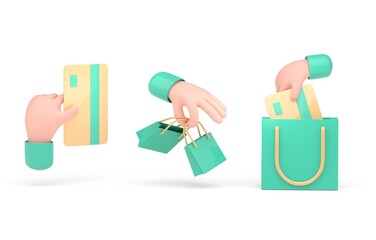 Set Shopping Bag. 3D Illustration