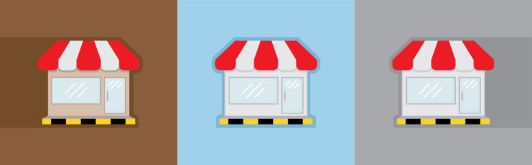 Shops and stores icon. Storefront symbol. Store building signs stickers, vector illustration