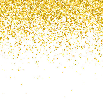 Gold glitter falling particles isolated