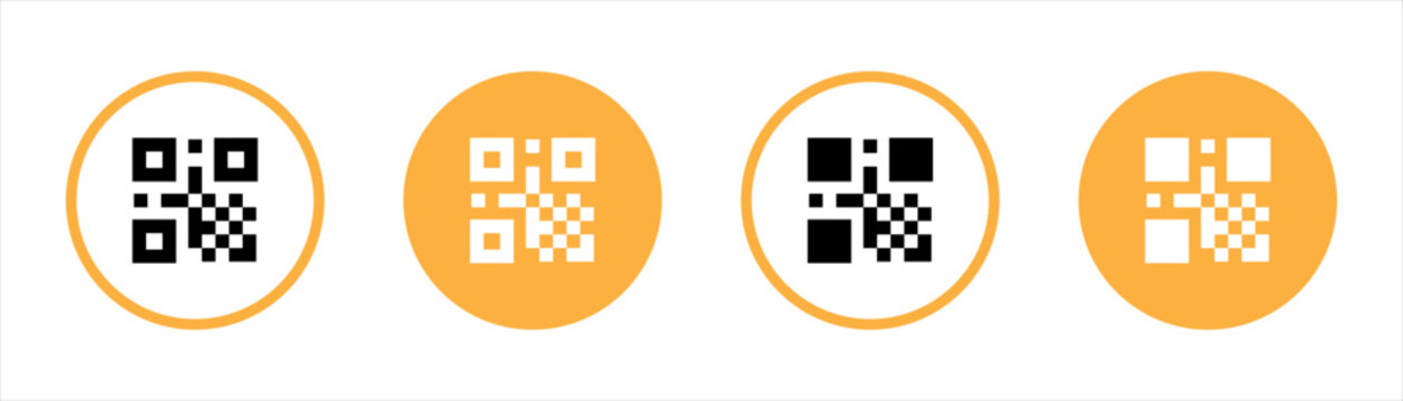 Scan QR code icon. QR Code for payment symbol. Digital scanning signs stickers, vector illustration