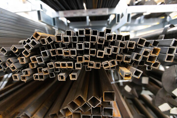 Obraz premium Square Shaped Steel Profile Pipe, Square High Carbon Metal Pipe For Metal Structures