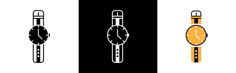 Smart watch icon. Wristwatch symbol. Watch signs stickers, vector illustration