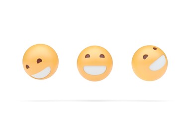 Naklejka premium Set Smile Emoji. 3D Illustration