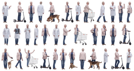 collage of a woman in full growth displaying many professions