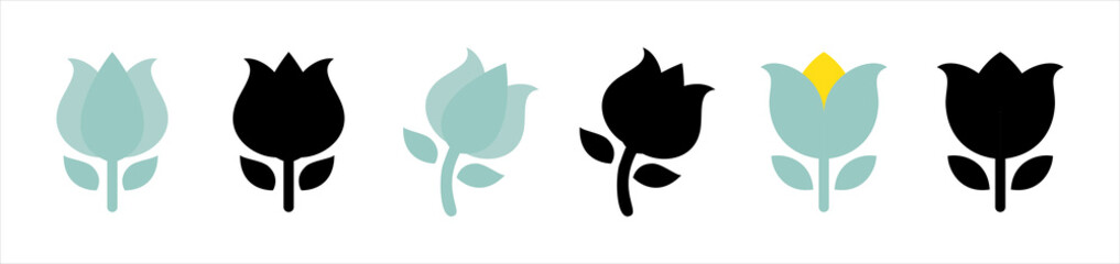 tulip flower icon symbol signs tattoo stickers, vector illustration
