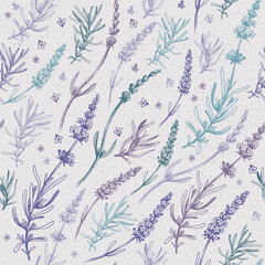Lavender, Seamless pattern, hand drawn vector illustration