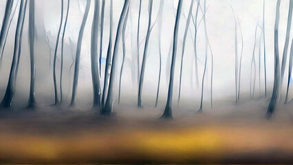 watercolor painting of landscape image for winter time, winter colors., snowy woods look with Generative AI.
