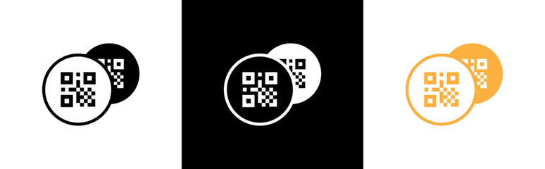 Digital scanning icon. QR Code for payment symbol.  Scan QR code signs stickers, vector illustration