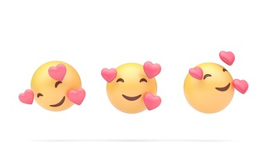 Smiling Face with Hearts Emoji. 3D Illustration