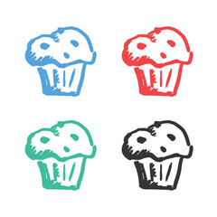 Cupcake icon, Valentine's Day cupcake, Muffin Cupcake Icon logo vector icons in multiple colors
