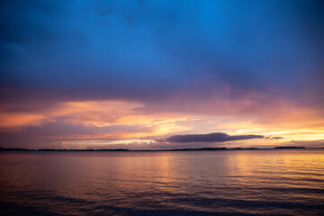 Fototapeta na wymiar sunset sky over the Saint Mary's River ,Amelia Island Florida.