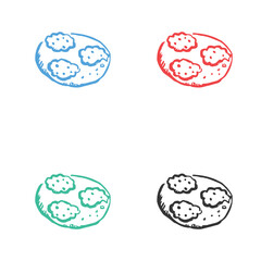 Cookies Icon, Pastries, biscuits icon, chocolate chip cookies, Choco Cookies logo vector icons in multiple colors 