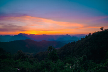 sunset over the mountains