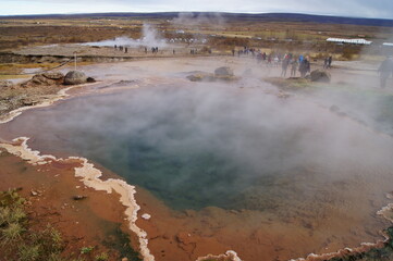 Haukadalur Geothermal Area beside the Hvíta River, Iceland