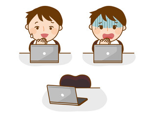 パソコンに向かう男性のイラスト