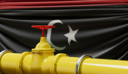 Libya oil and gas fuel pipeline. Oil industry concept. 3D Rendering - obrazy, fototapety, plakaty