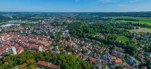 Ravensburg in Oberschwaben im Luftbild, Ausblick vom Burgberg gen Nordosten