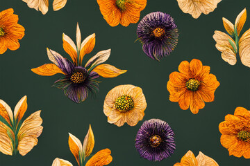 Digital art, geometric floral colorful pattern, digital textures