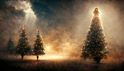 New Year forest, AI render.