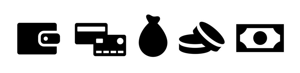 Business and finance icons. Vector set. Black icons isolated on white background.