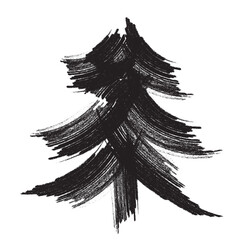 Grunge hand drawn Christmas Tree isolated on white, vector