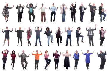 collage of people joyful energetic full length isolated