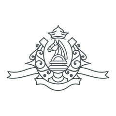 Heraldry horse brand line art logo design