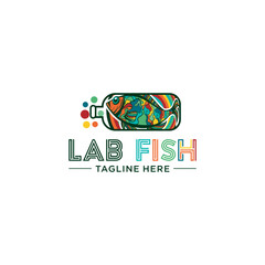 Colorful fish lab logo design vector