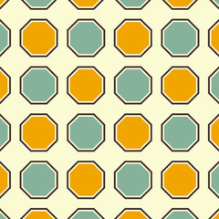 Seamless pattern in retro style. Abstract texture decorative 50`s, 60's, 70's style. Can be used for fabric, wallpaper, textile, wall decoration. Vector illustration