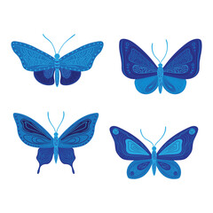Fototapeta na wymiar Blue vector butterfly clip art