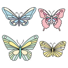Fototapeta na wymiar Colorful butterfly vector clip art set, isolated elements