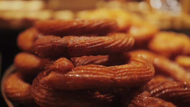 Traditional delicious Turkish desserts. Adana Ring Dessert, Halka Tatli.