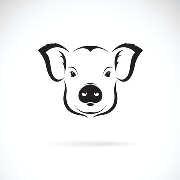 Vector of pig head design on white background. Fram Animals. Easy editable layered vector illustration.