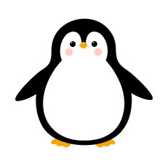Cute penguin. Vector illustration. Isolated element on a white background.