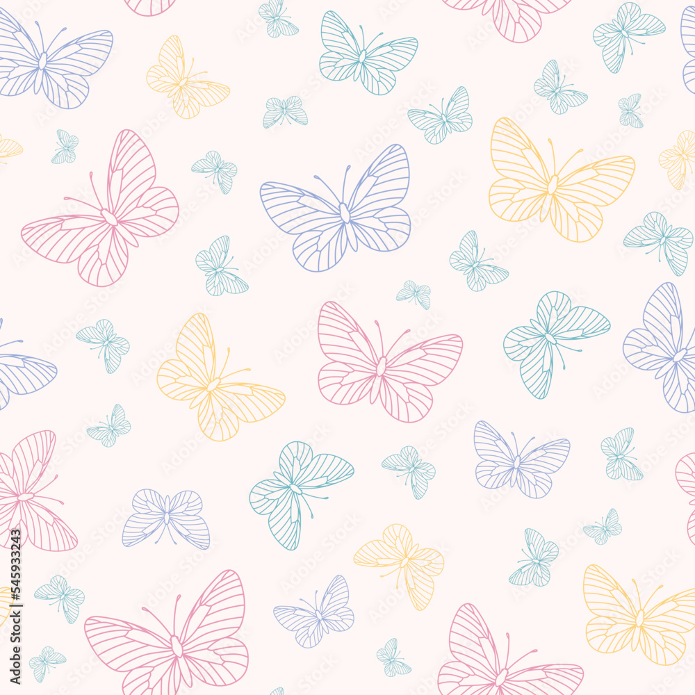 Poster pastel butterfly repeat pattern, seamless pattern tile