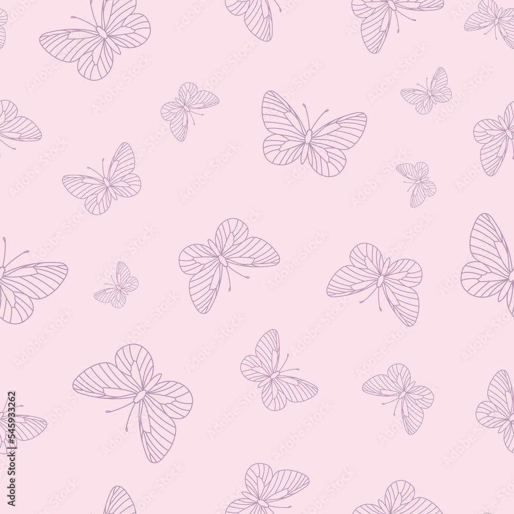 Poster Pastel vector butterfly repeat pattern