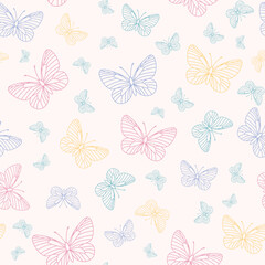 Pastel butterfly repeat pattern, seamless pattern tile